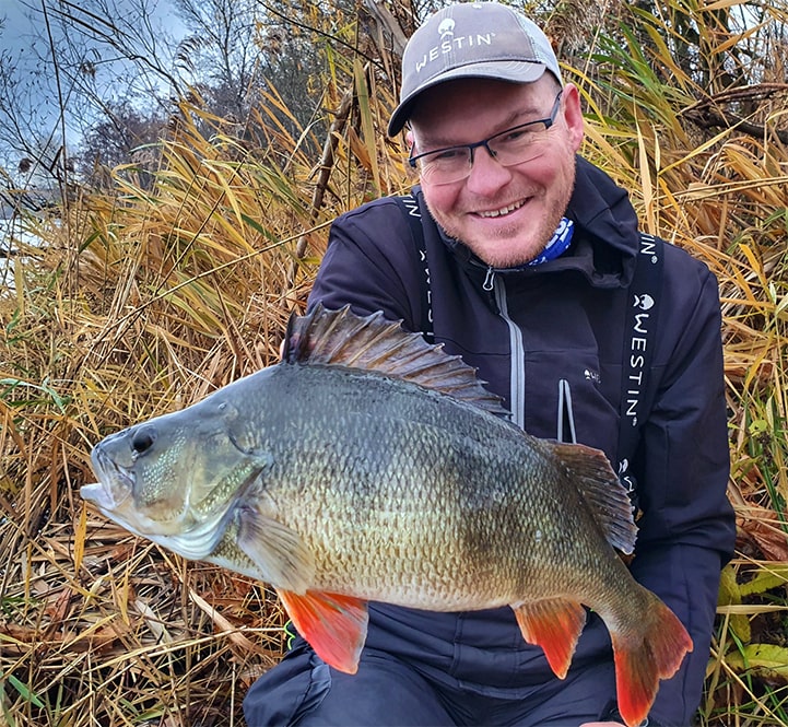 Radek Filip nachytal v roce 2021 na českých svazovkách na Westin raka Crecraw 6,5cm hodně okounů nad 40 cm 